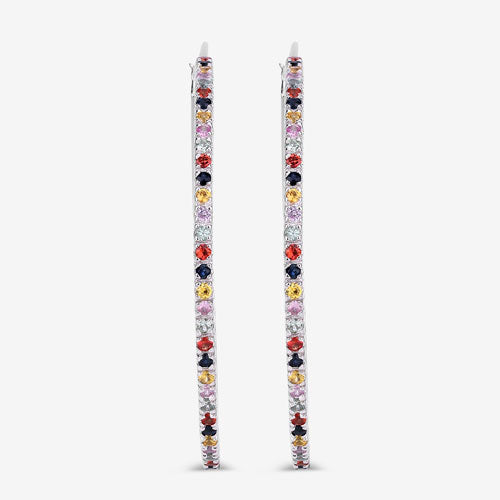 2.24 Carat Genuine Multi Sapphire .925 Sterling Silver Earrings Bids.com