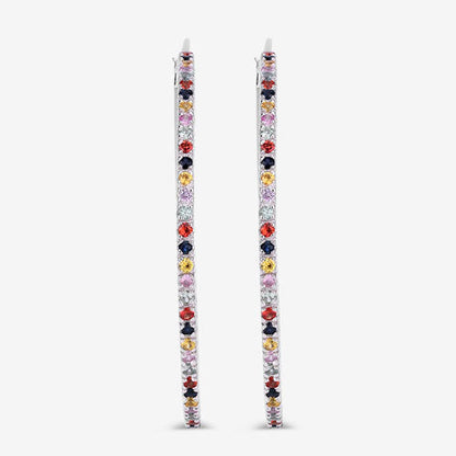 2.24 Carat Genuine Multi Sapphire .925 Sterling Silver Earrings Bids.com