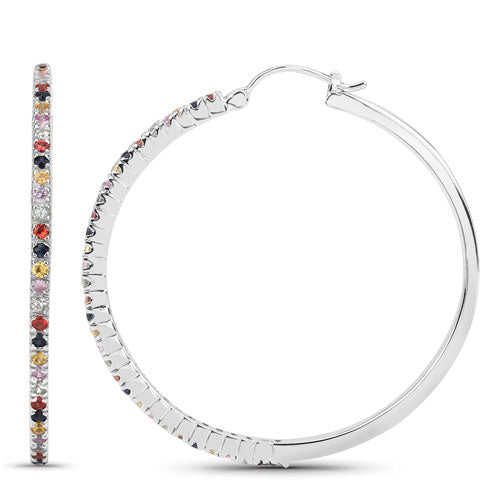2.24 Carat Genuine Multi Sapphire .925 Sterling Silver Earrings Bids.com