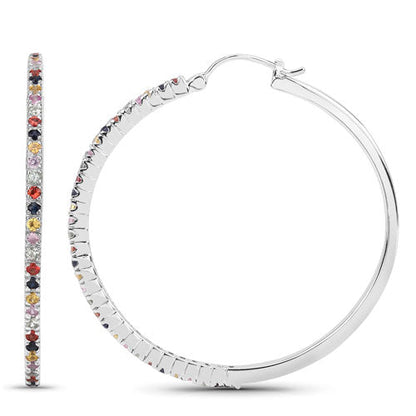 2.24 Carat Genuine Multi Sapphire .925 Sterling Silver Earrings Bids.com