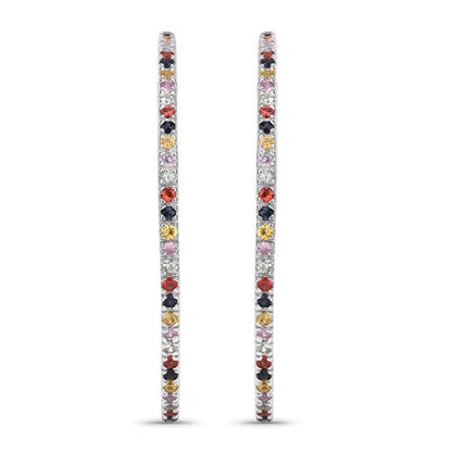 2.24 Carat Genuine Multi Sapphire .925 Sterling Silver Earrings Bids.com