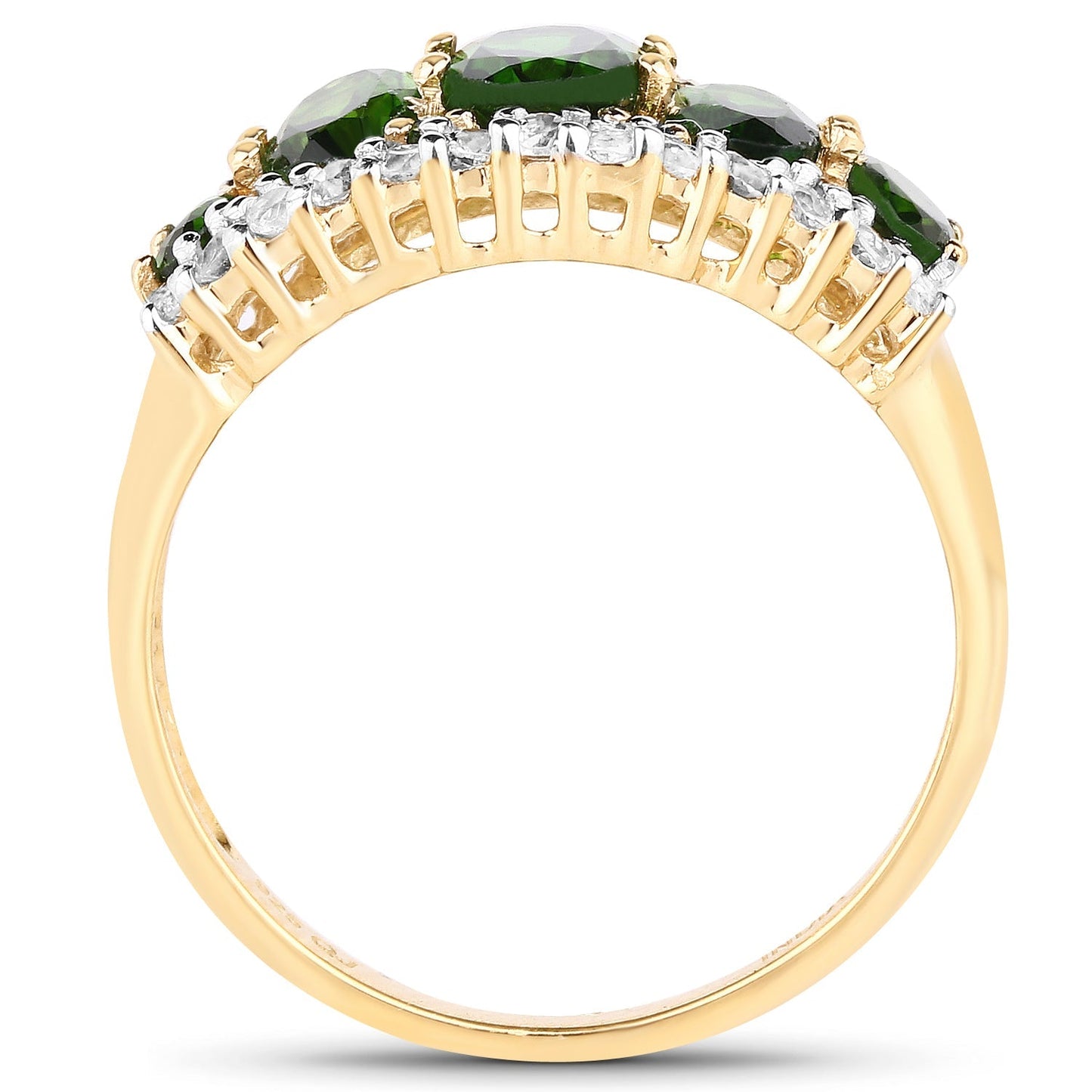 18K Yellow Gold Plated 2.70 Carat Genuine Chrome Diopside and White Topaz .925 Sterling Silver Ring Bids.com