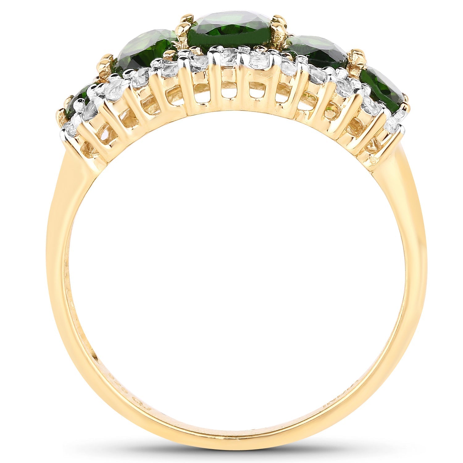 18K Yellow Gold Plated 2.70 Carat Genuine Chrome Diopside and White Topaz .925 Sterling Silver Ring Bids.com