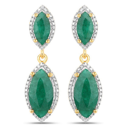 4.21 Carat Dyed Emerald and White Diamond .925 Sterling Silver Earrings Bids.com