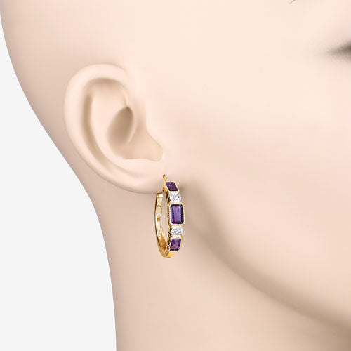 2.18 Carat Genuine Amethyst and White Topaz .925 Sterling Silver Earrings Bids.com