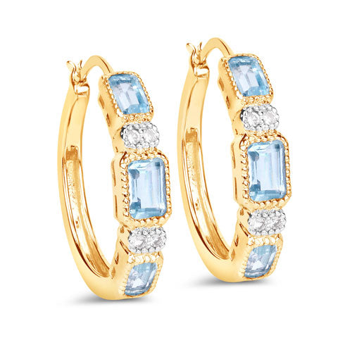 2.66 Carat Genuine Blue Topaz and White Topaz .925 Sterling Silver Earrings Bids.com