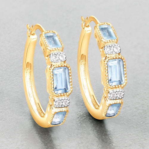 2.66 Carat Genuine Blue Topaz and White Topaz .925 Sterling Silver Earrings Bids.com