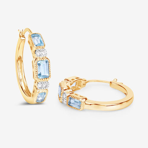 2.66 Carat Genuine Blue Topaz and White Topaz .925 Sterling Silver Earrings Bids.com
