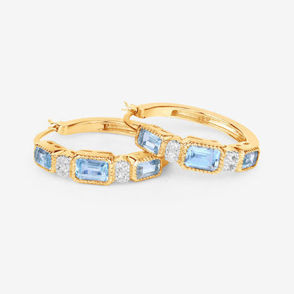2.66 Carat Genuine Blue Topaz and White Topaz .925 Sterling Silver Earrings Bids.com