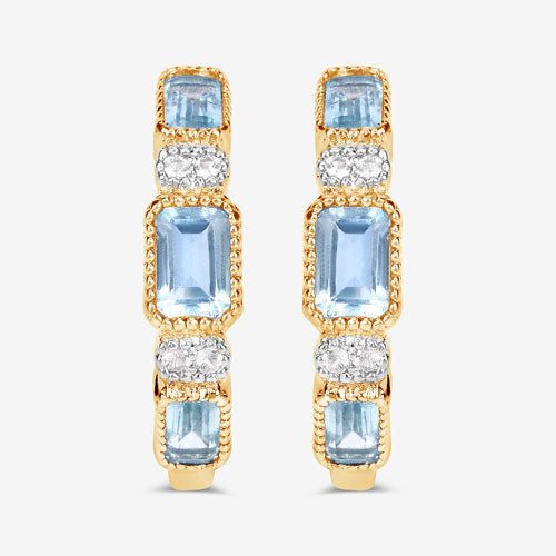 2.66 Carat Genuine Blue Topaz and White Topaz .925 Sterling Silver Earrings Bids.com