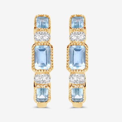 2.66 Carat Genuine Blue Topaz and White Topaz .925 Sterling Silver Earrings Bids.com