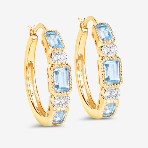 2.66 Carat Genuine Blue Topaz and White Topaz .925 Sterling Silver Earrings Bids.com