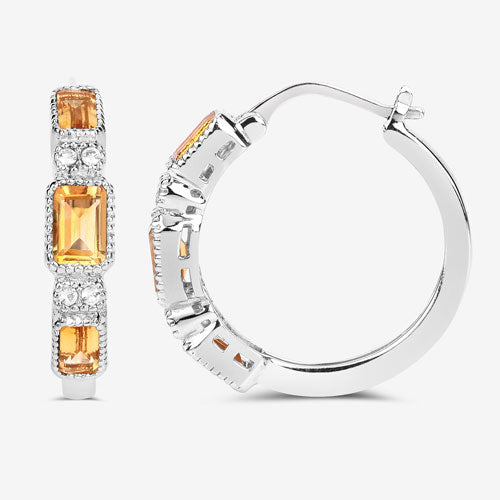 2.88 Carat Genuine Citrine and White Topaz .925 Sterling Silver Earrings Bids.com