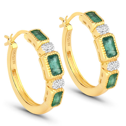 2.40 Carat Genuine Zambian Emerald and White Topaz .925 Sterling Silver Earrings Bids.com