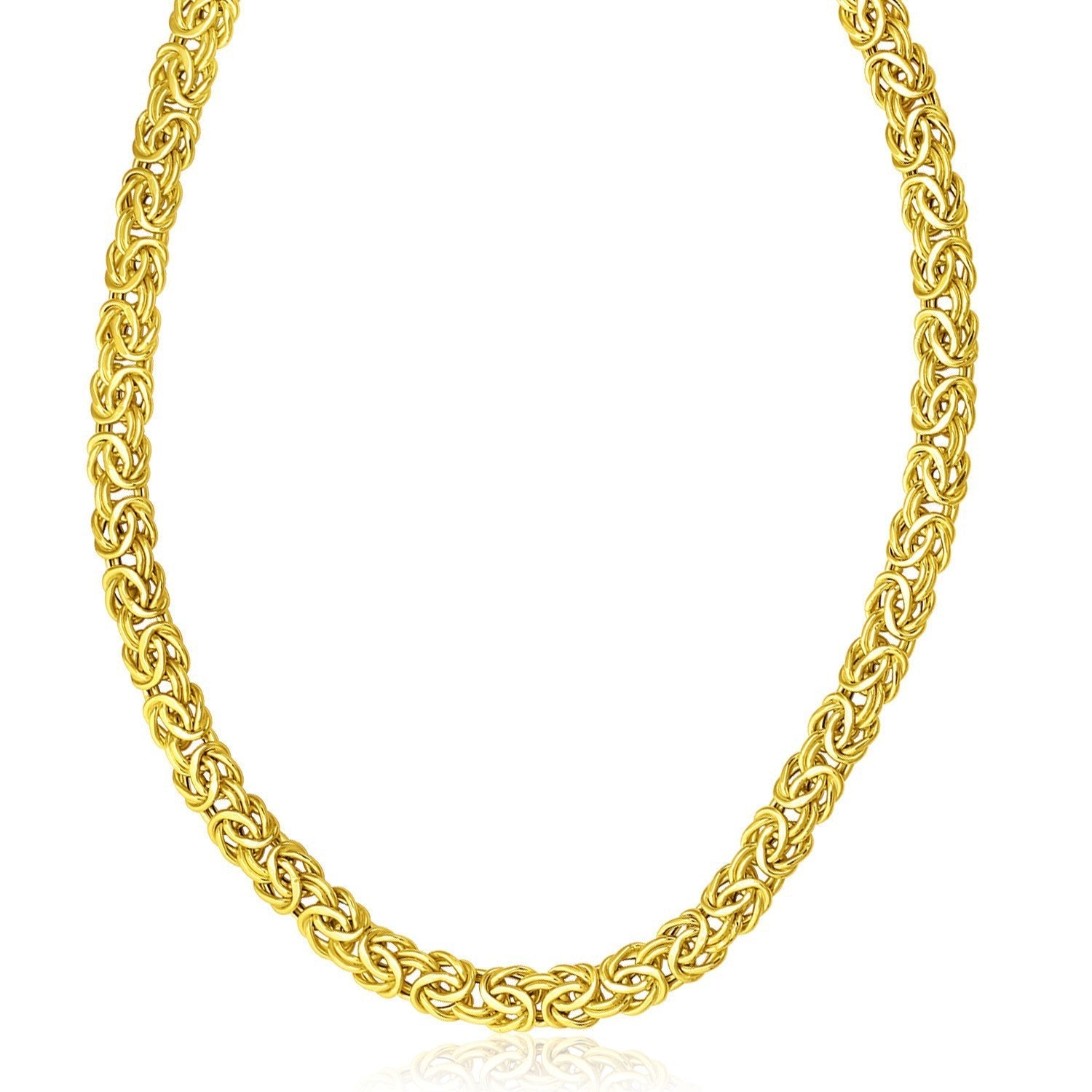 14k Yellow Gold Byzantine Design Stylish Necklace Bids.com