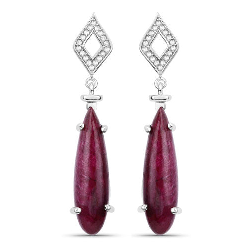 23.25 Carat Dyed Ruby and White Topaz .925 Sterling Silver Earrings Bids.com