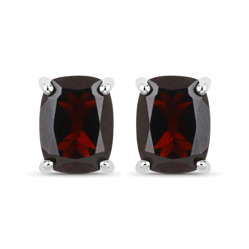 18K White Gold Plated 3.50 Carat Genuine Garnet .925 Sterling Silver Earrings Bids.com