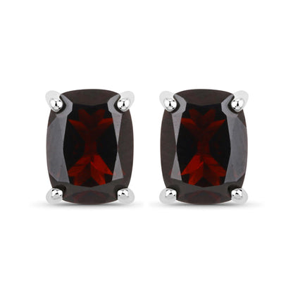 18K White Gold Plated 3.50 Carat Genuine Garnet .925 Sterling Silver Earrings Bids.com