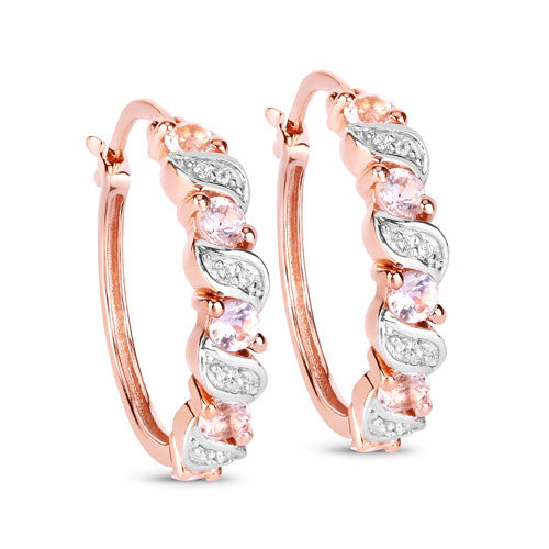 0.98 Carat Genuine Morganite and White Topaz .925 Sterling Silver Earrings Bids.com