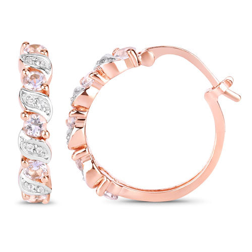 0.98 Carat Genuine Morganite and White Topaz .925 Sterling Silver Earrings Bids.com