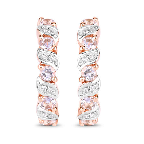 0.98 Carat Genuine Morganite and White Topaz .925 Sterling Silver Earrings Bids.com