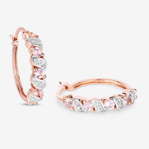 0.98 Carat Genuine Morganite and White Topaz .925 Sterling Silver Earrings Bids.com