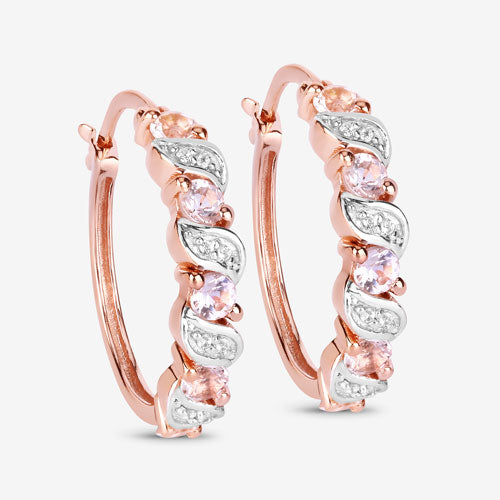 0.98 Carat Genuine Morganite and White Topaz .925 Sterling Silver Earrings Bids.com