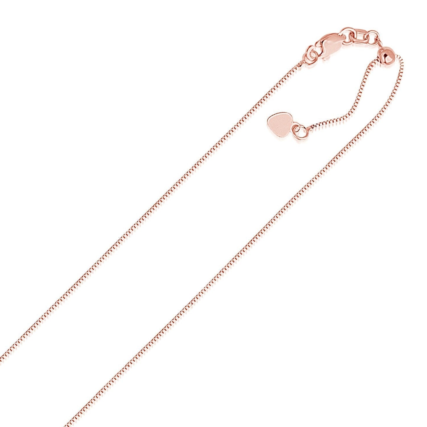 14k Rose Gold Adjustable Box Chain 0.7mm Bids.com
