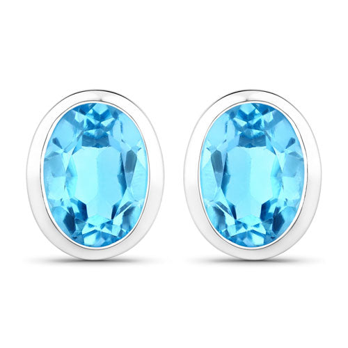 4.00 Carat Genuine Swiss Blue Topaz .925 Sterling Silver Earrings Bids.com