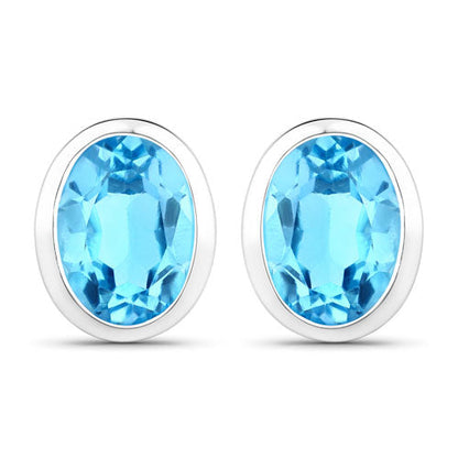 4.00 Carat Genuine Swiss Blue Topaz .925 Sterling Silver Earrings Bids.com