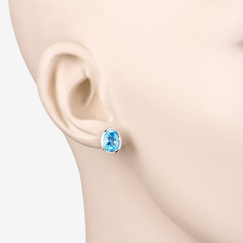 4.00 Carat Genuine Swiss Blue Topaz .925 Sterling Silver Earrings Bids.com