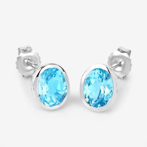 4.00 Carat Genuine Swiss Blue Topaz .925 Sterling Silver Earrings Bids.com
