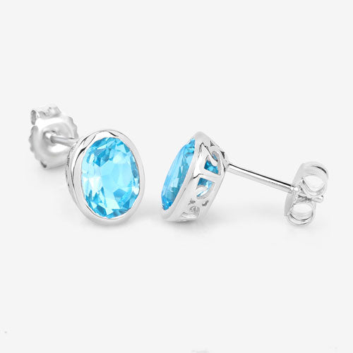 4.00 Carat Genuine Swiss Blue Topaz .925 Sterling Silver Earrings Bids.com