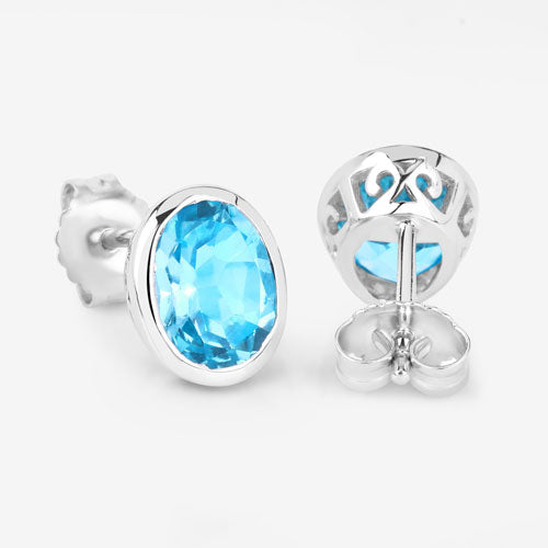 4.00 Carat Genuine Swiss Blue Topaz .925 Sterling Silver Earrings Bids.com