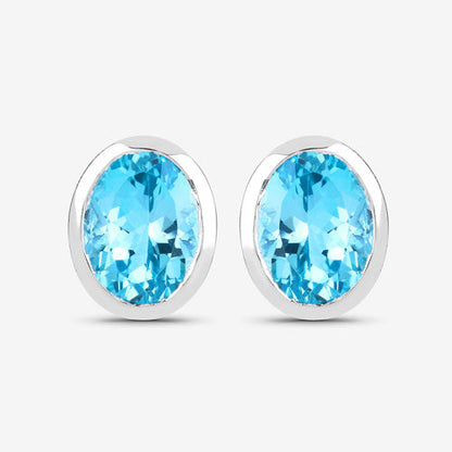 4.00 Carat Genuine Swiss Blue Topaz .925 Sterling Silver Earrings Bids.com