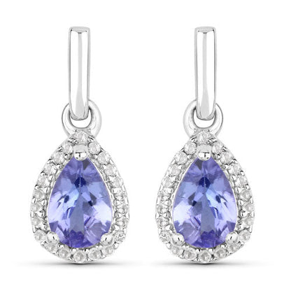 0.85 Carat Genuine Tanzanite and White Topaz .925 Sterling Silver Earrings Bids.com