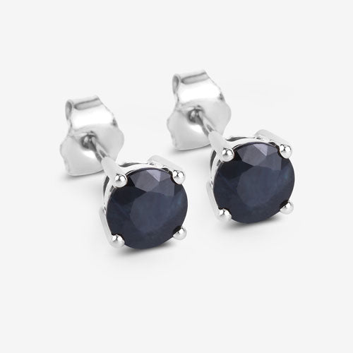 1.70 Carat Genuine Blue Sapphire 10K White Gold Earrings Bids.com