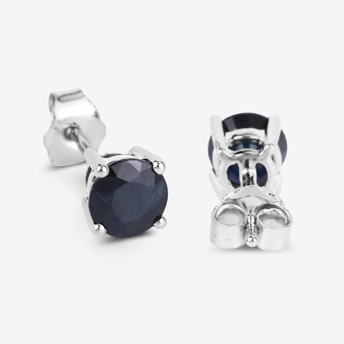 1.70 Carat Genuine Blue Sapphire 10K White Gold Earrings Bids.com