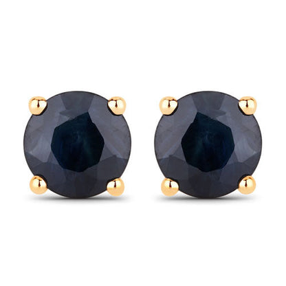 1.70 Carat Genuine Blue Sapphire 10K Yellow Gold Earrings Bids.com