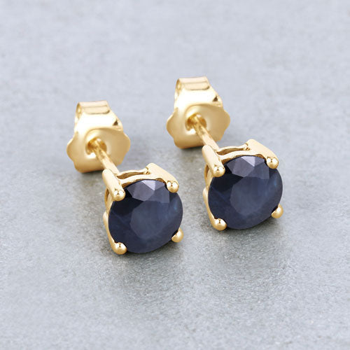 1.70 Carat Genuine Blue Sapphire 10K Yellow Gold Earrings Bids.com