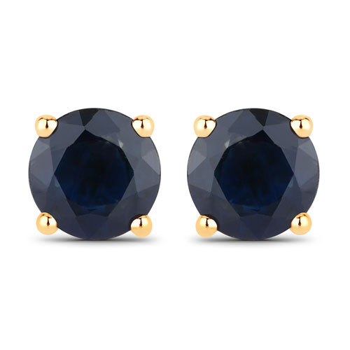 1.70 Carat Genuine Blue Sapphire 14K Yellow Gold Earrings Bids.com