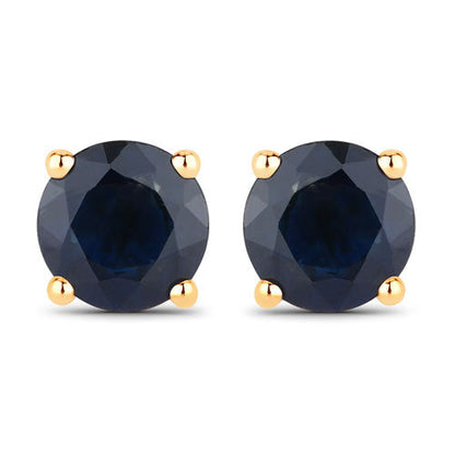 1.70 Carat Genuine Blue Sapphire 14K Yellow Gold Earrings Bids.com