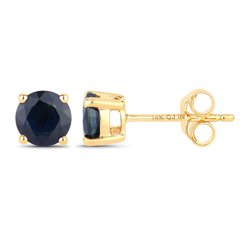 1.70 Carat Genuine Blue Sapphire 14K Yellow Gold Earrings Bids.com