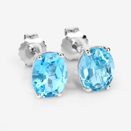 4.00 Carat Genuine Swiss Blue Topaz .925 Sterling Silver Earrings Bids.com
