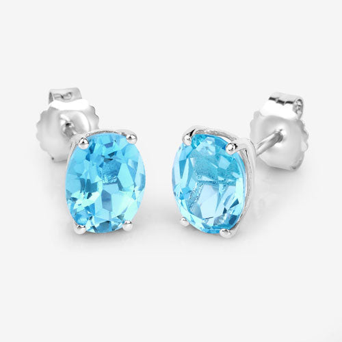 4.00 Carat Genuine Swiss Blue Topaz .925 Sterling Silver Earrings Bids.com