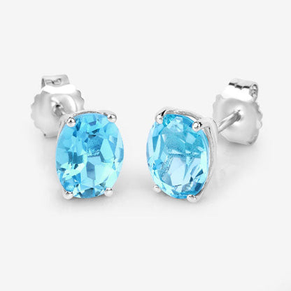 4.00 Carat Genuine Swiss Blue Topaz .925 Sterling Silver Earrings Bids.com
