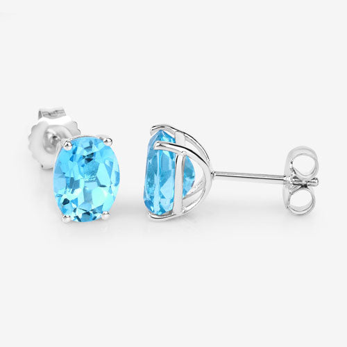 4.00 Carat Genuine Swiss Blue Topaz .925 Sterling Silver Earrings Bids.com