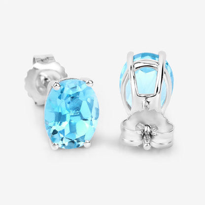4.00 Carat Genuine Swiss Blue Topaz .925 Sterling Silver Earrings Bids.com
