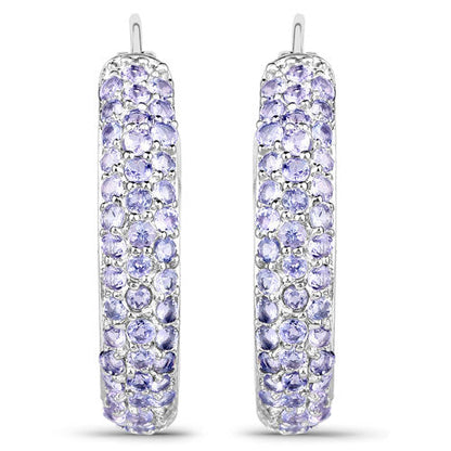 3.06 Carat Genuine Tanzanite .925 Sterling Silver Earrings Bids.com