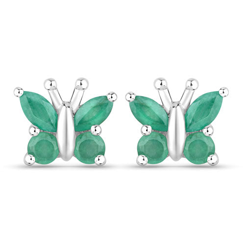 0.88 Carat Genuine Emerald .925 Sterling Silver Earrings Bids.com